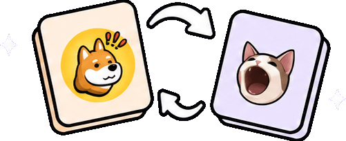 Two token cards, BONK and POPCAT, being exchanged